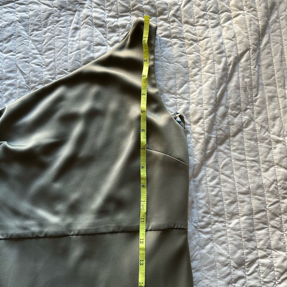 BHLDN One-Shoulder Sage Green Satin Gown - Picture 11 of 14